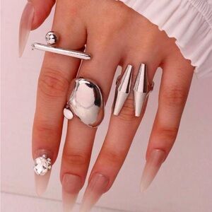 Big V 3 peace rings set silver